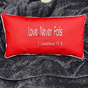 Red Love Never Fails Accent Pillow